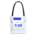 7:29 Blue Monday Tote bag